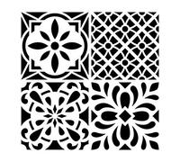 Artemio Piastrella Cemento Floreale Stencil Home Decorazione, Plastica, Multicolore, 30 x 30 x 1 cm