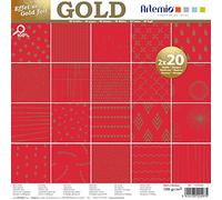Artemio set 40 Pagine Oro Rosso Foil, Carta, 30 x 30 cm