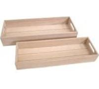 Artemio Set di 2 vassoi ricangolari in Legno, 40 x 15 x 6 cm + 37 x 12 x 5 cm, Taglia Unica