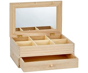 Artemio - Tavolino con portagioie, in Legno da Decorare, con Specchio