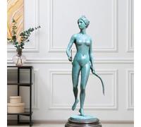 Artemis disegno arco statua in bronzo - 28,7'' blu-verde verderame patina dea greca della caccia scultura unica arciere femminile arte(28.7'' Unique Patina)