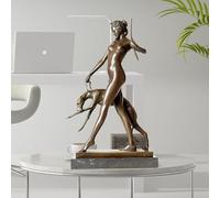 Artemis disegno arco statua in bronzo - 28,7'' blu-verde verderame patina dea greca della caccia scultura unica arciere femminile arte(12.6'' Classic Brown)