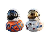 Artemis II Mission Moon Launch - Statuetta commemorativa astronauta anatra, scultura astronauta bianca e argento, abito arancione di Orione, accessori da scrivania per ufficio e camera (3)