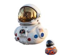 Artemis II Mission Moon Launch - Statuetta commemorativa astronauta anatra, scultura astronauta bianca e argento, abito arancione di Orione, accessori da scrivania per ufficio e camera (1)