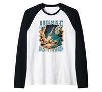 Artemis II Ritorno alla Luna Vintage Space Rocket Retro Maglia con Maniche Raglan