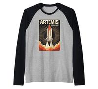 Artemis Space Shuttle Launch System Moon To Mars Poster Art Maglia con Maniche Raglan