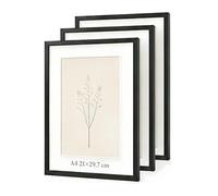 artemisia cornici - 3 Cornici A4 21x29,7 cm in Legno Massello Nero, Cornice Profonda 3 cm, con Cavalletto e Gancio per Parete e Tavolo, Ideale per Diplomi Foto e Laurea, Made in Italy