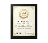 artemisia cornici Cornice A4 21x30 in Legno Massello, Cornice da Parete e Tavolo per Laurea Diplomi e Foto, Cornice A4 Legno con Vetro Acrilico, Cavalletto e Gancio, Made in Italy