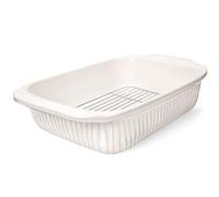 Artena Teglia da forno 5,1 quarti, Casseruola per forno, Teglia con manici, Padella per lasagne profonda, Casseruola grande, Pirofila rettangolare in ceramica bianca