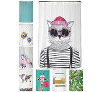 arteneur® Tenda da Doccia antimuffa - Orlo zavorrato, Opaca, Impermeabile, Lavabile, Anelli & e-Book con Consigli per la Pulizia, Hipster - Gatto Berlino, 120 x 200 cm