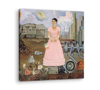 Artenor Quadro Kahlo Frida Autoritratto al confine tra Messico e stati Uniti, 30 x 30 cm - Made in Italy, Quadri Moderni Soggiorno, Camera da Letto, Cucina, Poster da Parete, Decorazioni Casa