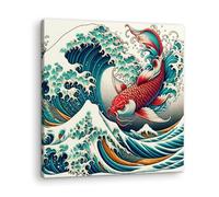 Artenor Quadro Orientali La Grande Carpa Koi nell'Onda Ukiyo-e, 60 x 60 cm - Made in Italy, Quadri Moderni Soggiorno, Camera da Letto, Cucina, Poster da Parete, Decorazioni Casa