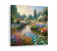 Artenor Quadro Paesaggi Luci e Ombre tra le Ninfee Impressioniste, 60 x 60 cm - Made in Italy, Quadri Moderni Soggiorno, Camera da Letto, Cucina, Poster da Parete, Decorazioni Casa