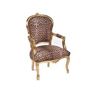 arterameeferro Poltrona barocco Luis foglia oro tessuto leopardato Chic