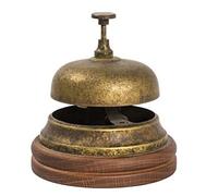 arterameferro Campanello da Hotel Reception in Ottone Brunito con Base in Legno
