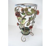 arterameferro Portaombrelli in ferro battuto Tondo con rose e foglie decorative