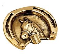 ARTERAMEFERRO Posacenere in Ottone Lucido a Forma di Cavallo con Ferro di Cavallo