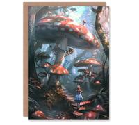 Artery8 Alice in Wonderland Mushroom Forest Concept Art Greeting Birthday Card Him Her all Blank