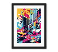 Artery8 Bass Blast Music Subwoofer Speaker Abstract Colour Soundscape Frequency Modern Artwork Artwork Framed Wall Art Print 18X24 Inch