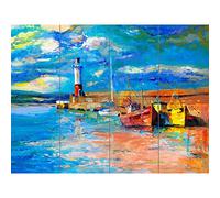 Artery8 Boats Tide Out Painting XL Giant Panel Poster (8 Sections) Barche Pittura Manifesto