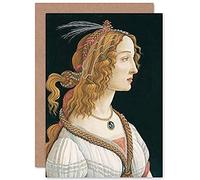 Artery8 Botticelli Idealized Portrait Of A Lady As Nymph Fine Art Greeting Card Plus Envelope Blank Inside Ritratto
