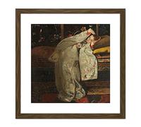 Artery8 Breitner Girl In A White Kimono Painting 9X9 Inch Square Wooden Framed Wall Art Print Picture with Mount