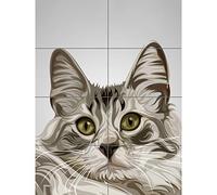 Artery8 Cat Illustration Grey XL Giant Panel Poster (8 Sections) Illustrazione Manifesto