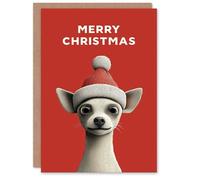 Artery8 Christmas Card Chihuahua Dog Lover Cute Pet Wearing Santa Hat