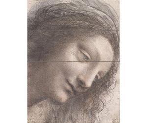 Artery8 Da Vinci Head Virgin Three-Quarter View Facing Right Drawing XL Giant Panel Poster (8 Sections) Visualizza Disegno Manifesto