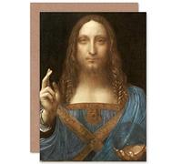 Artery8 Da Vinci Salvator Mundi World Saviour Jesus Fine Art Greeting Card Plus Envelope Blank Inside Mondo