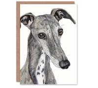Artery8 Dog Lover Cute Greyhound Whippet Watercolour Blank For Him Or Her Art Birthday Card