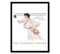 Artery8 Edward Penfield Mischief Maker Woman With Butterfly Net Framed Wall Art Print Home Décor A4