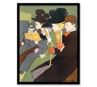 Artery8 Edward Penfield People Reading Magazine on Train Framed Wall Art Print Home Décor A4