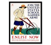 Artery8 Edward Penfield United States School Garden Army Framed Wall Art Print Home Décor A4
