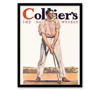 Artery8 Edward Penfield Vintage Magazine Cover Golfer Fore Framed Wall Art Print Home Décor A4