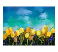 Artery8 Flower Yellow Tulips Painting XL Giant Panel Poster (8 Sections) Fiore Giallo Pittura Manifesto