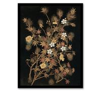 Artery8 G A Audsley Vintage Japanese Autumn Flowers Framed Wall Art Print Home Décor A4