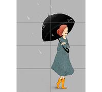 Artery8 Girl In Rain Illustration XL Giant Panel Poster (8 Sections) Ragazza Pioggia Illustrazione Manifesto