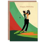 Artery8 Golfing Sport Golfer Golf Swing Pose Bold Design For Him Man Birthday Card