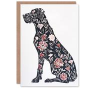 Artery8 Greeting Card Elegant Flower Pattern Great Dane Dog Lover For Her Woman Birthday Card