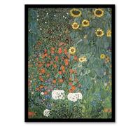 Artery8 Gustav Klimt Farm Garden with Sunflowers Framed Wall Art Print Home Décor A4