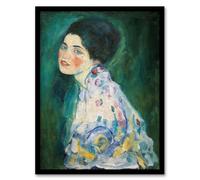 Artery8 Gustav Klimt Portrait of a Lady in Floral Dress Framed Wall Art Print Home Décor A3