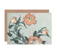 Artery8 Hokusai Poppies Flowers Japenese 1833 Fine Art Greeting Card Plus Envelope Blank Inside Fiori