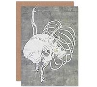 Artery8 Hokusai Skull Rib Cage Macabre Japanese Painting Fine Art Greeting Card Plus Envelope Blank Inside Cranio giapponese Pittura