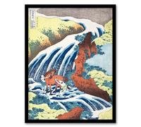 Artery8 Hokusai Waterfall Where Yoshitsune Washed His Horse Framed Wall Art Print Home Décor A4