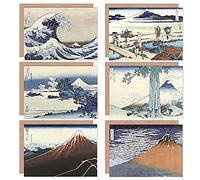 Artery8 Katsushika Hokusai Japanese Fuji Mountain Sagami Rainstorm Beach Wave Fine Art Greeting Card Pack of 6 giapponese Montagna Pioggia Spiaggia