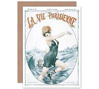Artery8 La Vie Parisienne Crab Bite Swimming Magazine Cover Sealed Greeting Card Plus Envelope Blank inside Parigi Copertina della rivista Copertina