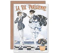 Artery8 La Vie Parisienne End of Season Couple Magazine Cover Sealed Greeting Card Plus Envelope Blank inside Parigi Copertina della rivista Copertina