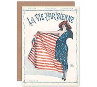 Artery8 La Vie Parisienne Fashion 1918 USA Flag Magazine Cover Sealed Greeting Card Plus Envelope Blank inside Parigi Moda Stati Uniti d'America BANDIERA Copertina della rivista Copertina
