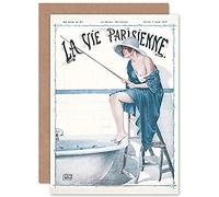 Artery8 La Vie Parisienne Fishing in Bath Magazine Cover Sealed Greeting Card Plus Envelope Blank inside Parigi Pesca Copertina della rivista Copertina